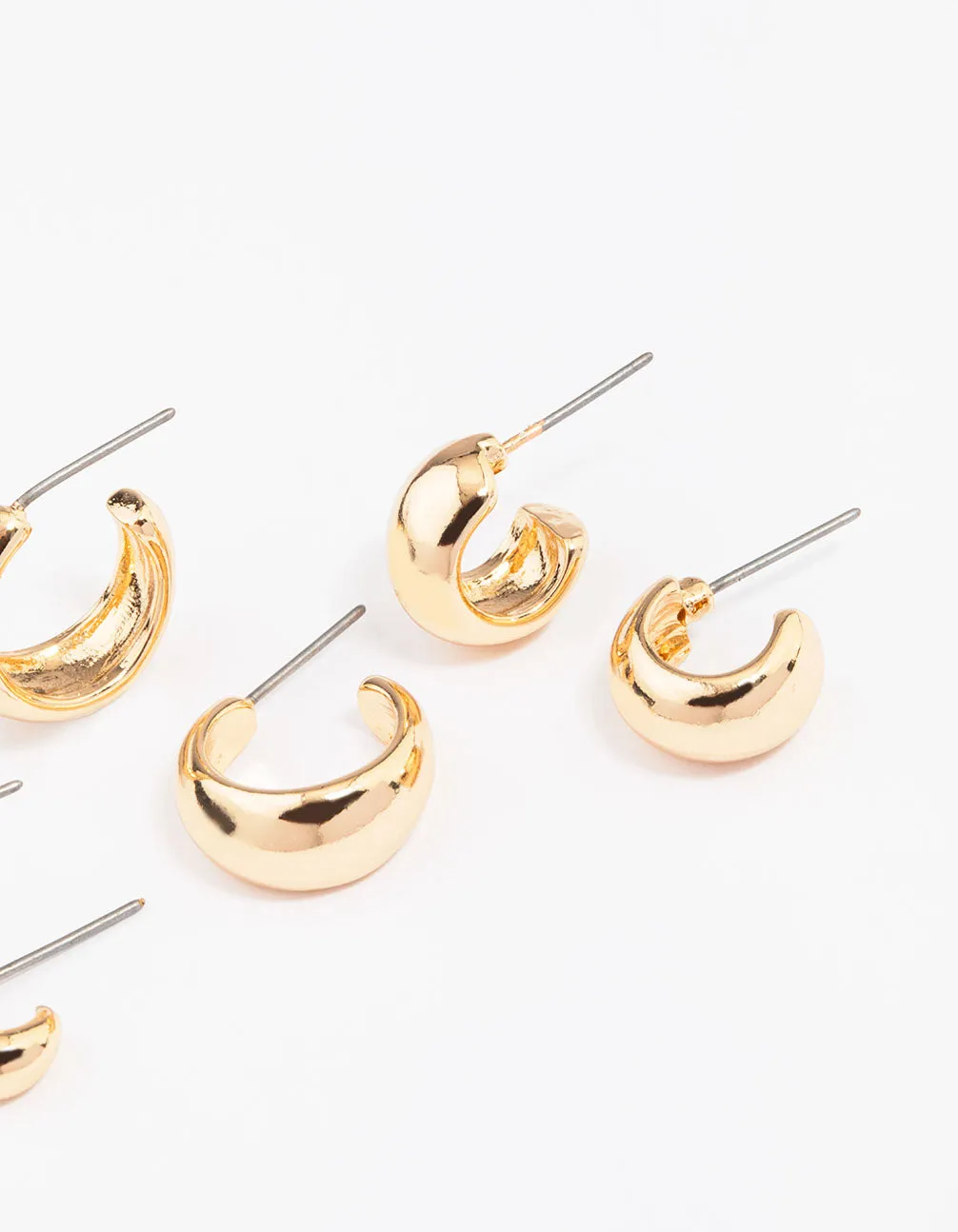 Gold Mixed Gradual Simple Hoop Earring 3-Pack sold by lovisa product image thumbnail 2