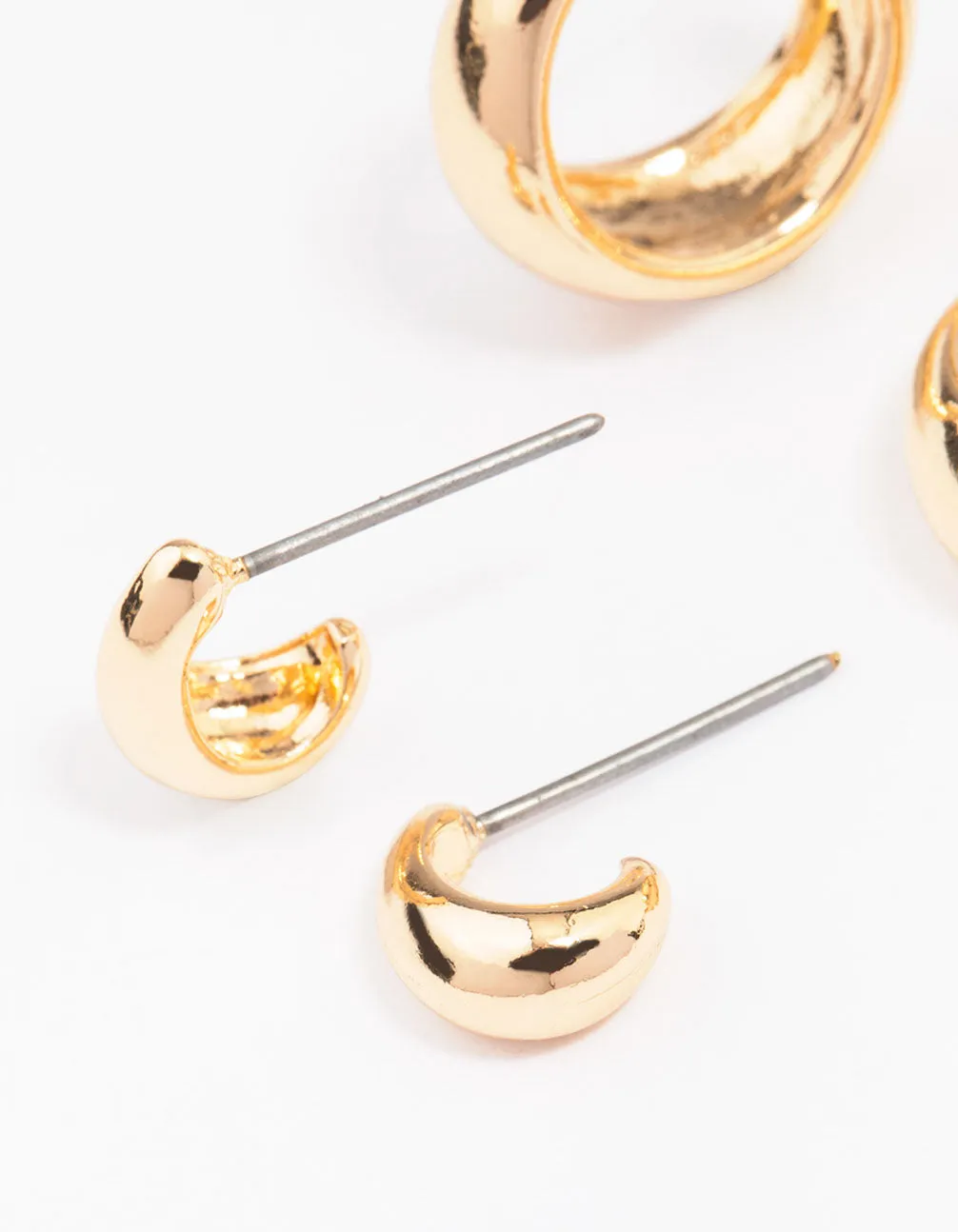 Gold Mixed Gradual Simple Hoop Earring 3-Pack sold by lovisa product image thumbnail 3