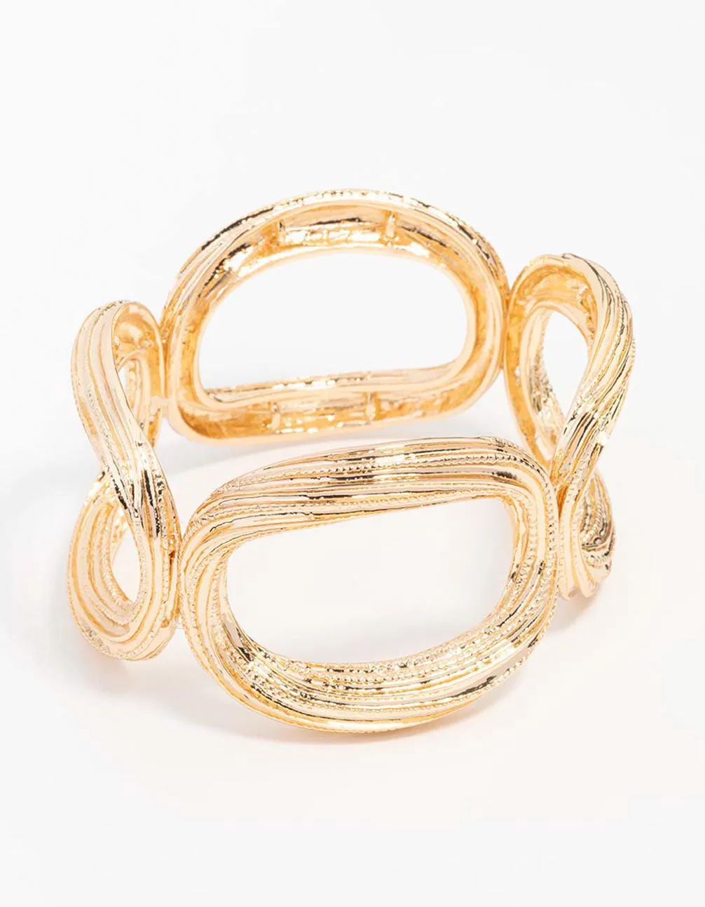 Gold Textured Metal Stretch Bracelet sold by lovisa