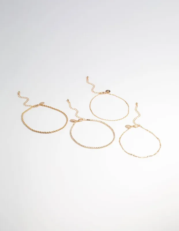 Gold Diamante Anklet 4-Pack sold by lovisa