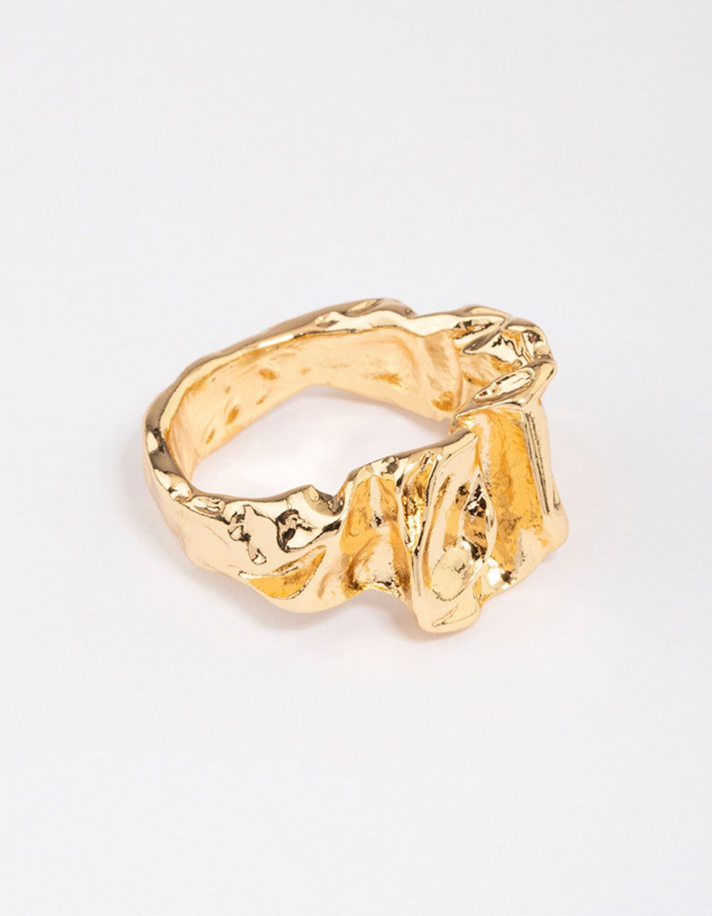 Gold Plated Melted Metal Band Ring sold by lovisa
