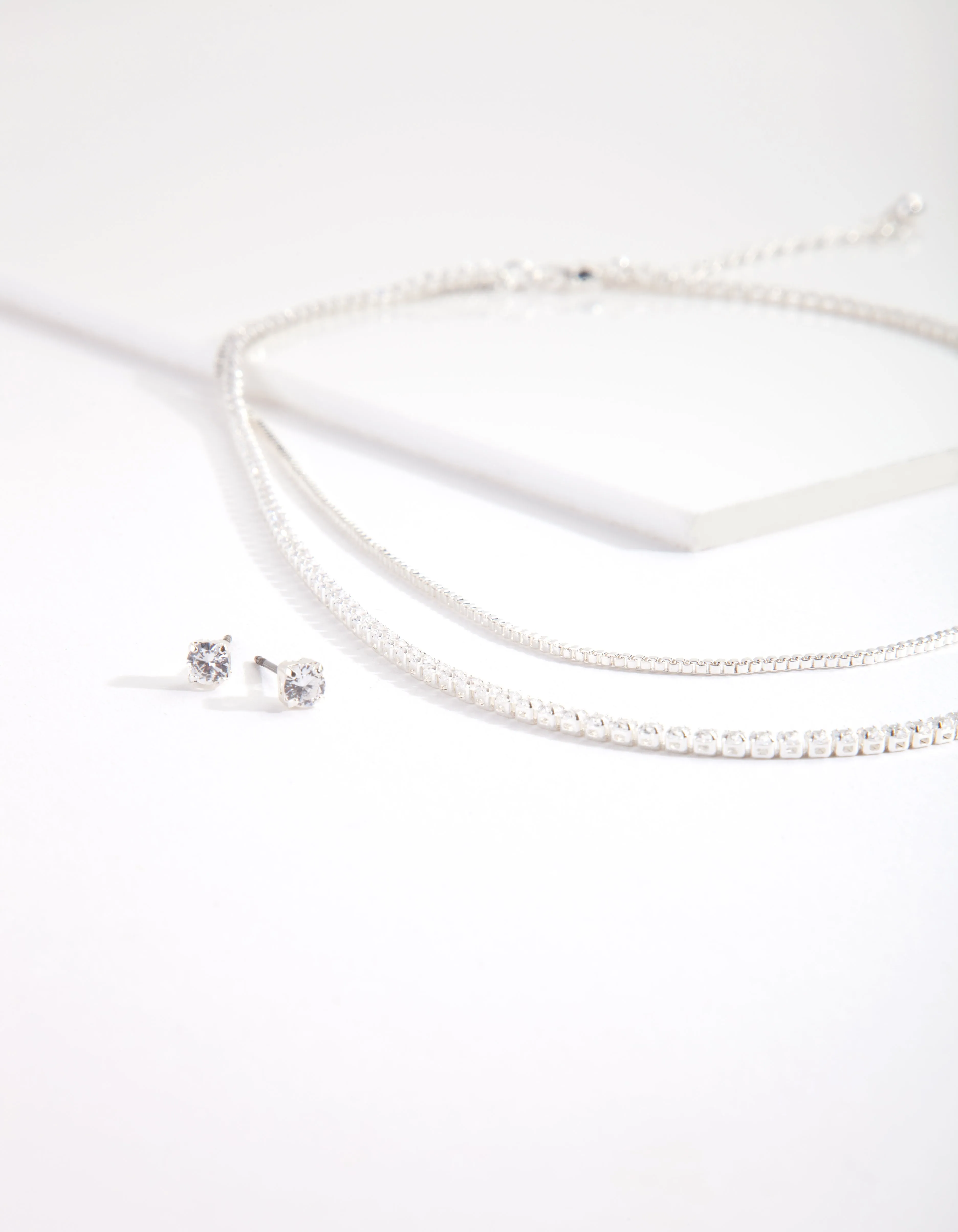 Cubic Zirconia Multi-Layered Necklace & Earrings Set sold by lovisa product image thumbnail 2
