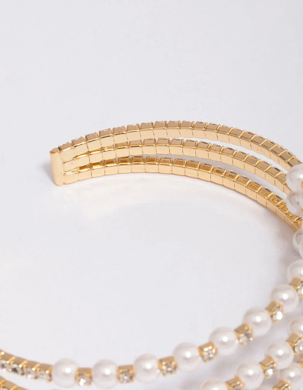 Gold Plated Triangular Cubic Zirconia Pearl Wrist Cuff sold by lovisa product image thumbnail 3