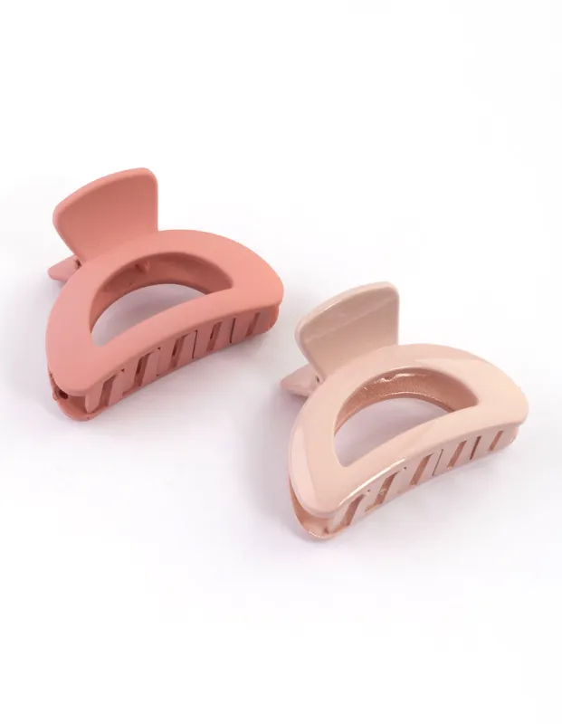 Plastic Blush Half Moon Claw Clip Pack sold by lovisa