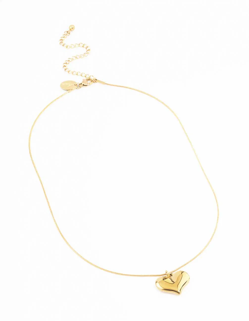 Waterproof Gold Plated Stainless Steel Classic Puffy Heart Pendant Necklace sold by lovisa product image thumbnail 2