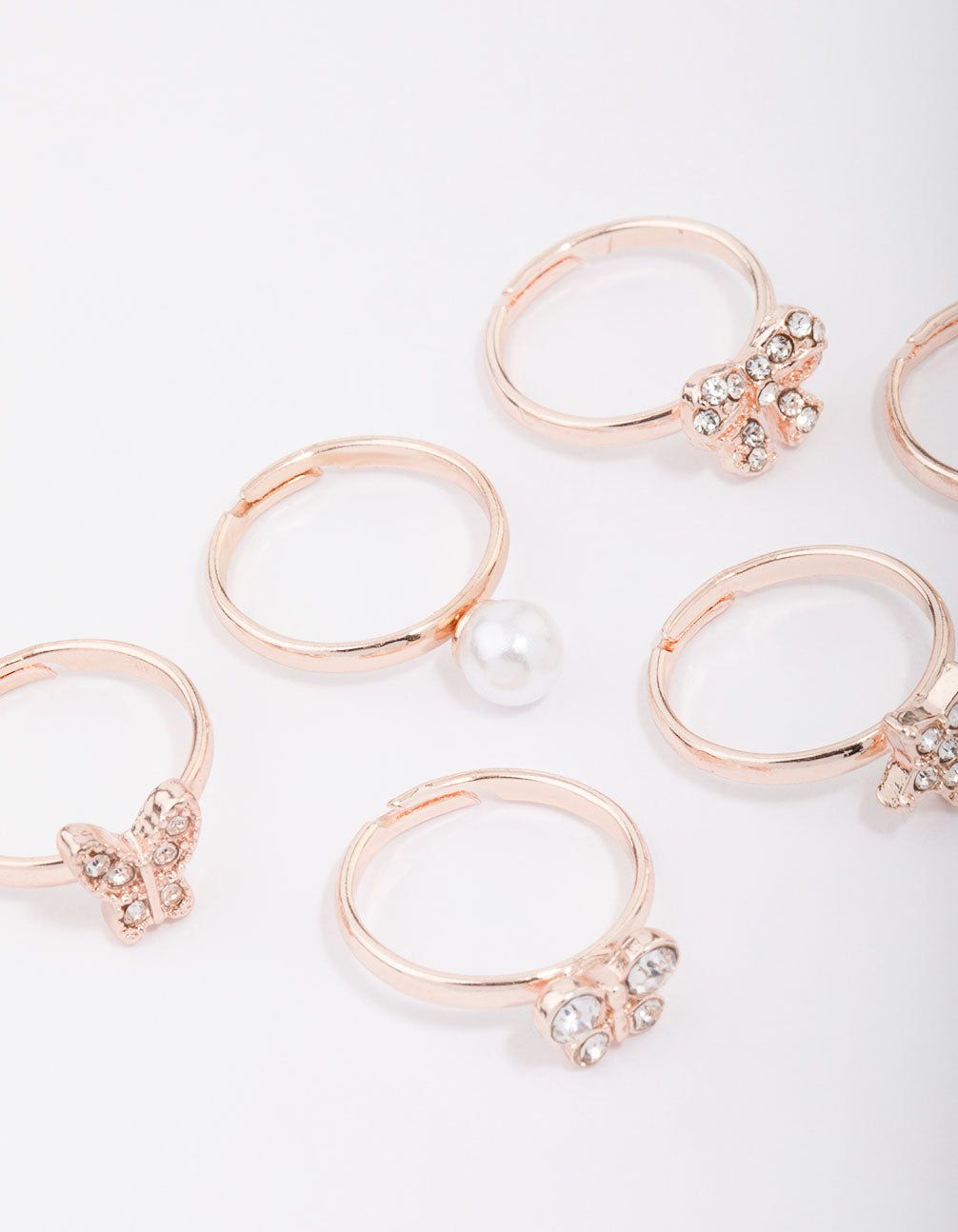 Kids Rose Gold Diamante Butterfly Earring 6-Pack sold by lovisa product image thumbnail 2