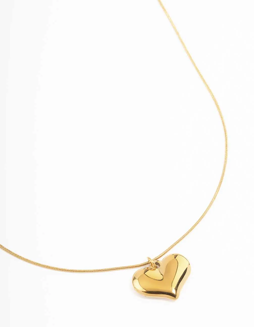 Waterproof Gold Plated Stainless Steel Classic Puffy Heart Pendant Necklace sold by lovisa
