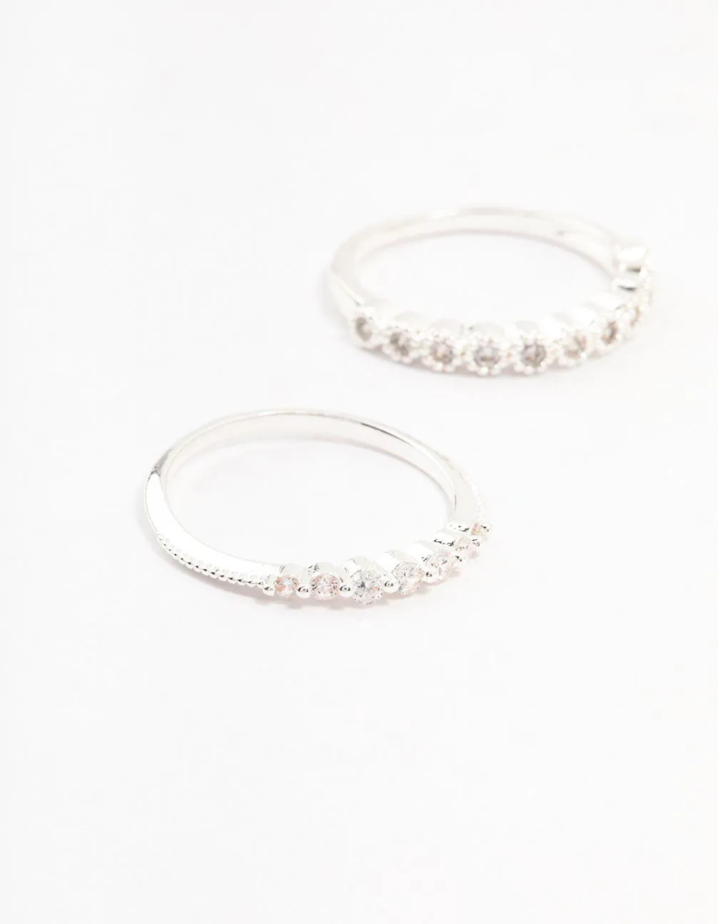 Silver Plated Round Cubic Zirconia Stacking Rings 3-Pack sold by lovisa product image thumbnail 2