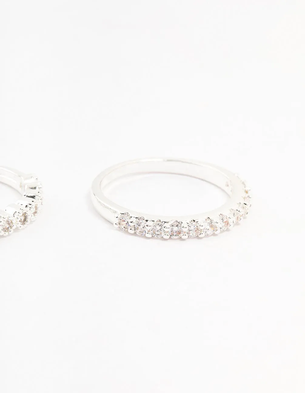 Silver Plated Round Cubic Zirconia Stacking Rings 3-Pack sold by lovisa product image thumbnail 3