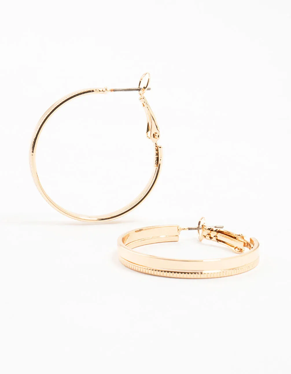 Gold Etched & Plain Hoop Earrings sold by lovisa
