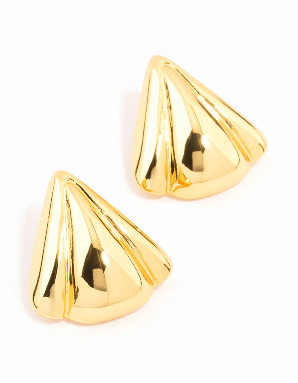 Waterproof Gold Plated Stainless Steel Fan Triangle Stud Earrings sold by lovisa