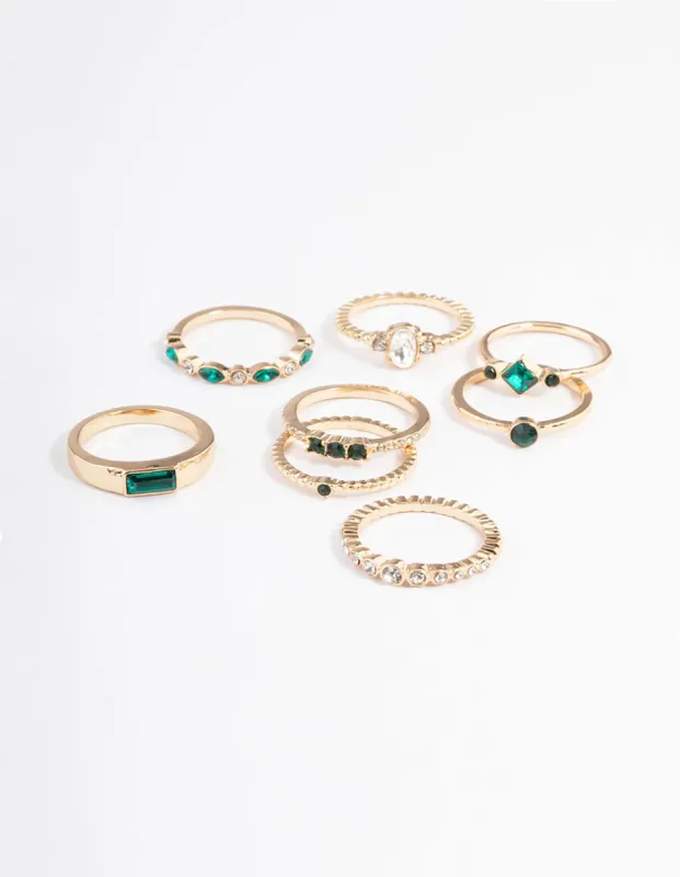 Gold Mixed Jewel Ring 8-Pack sold by lovisa
