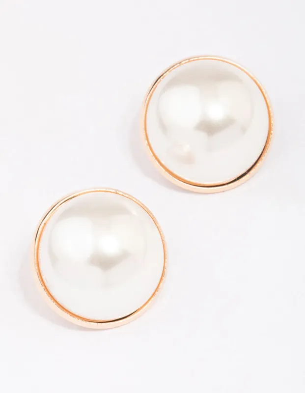 Gold Pearl Dome Encased Stud Earrings sold by lovisa