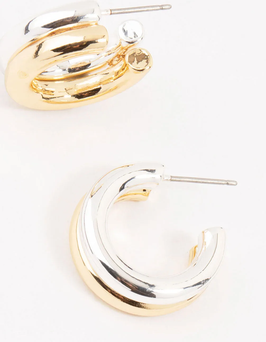 Small Mixed Metals Double Hoop Earrings sold by lovisa product image thumbnail 3