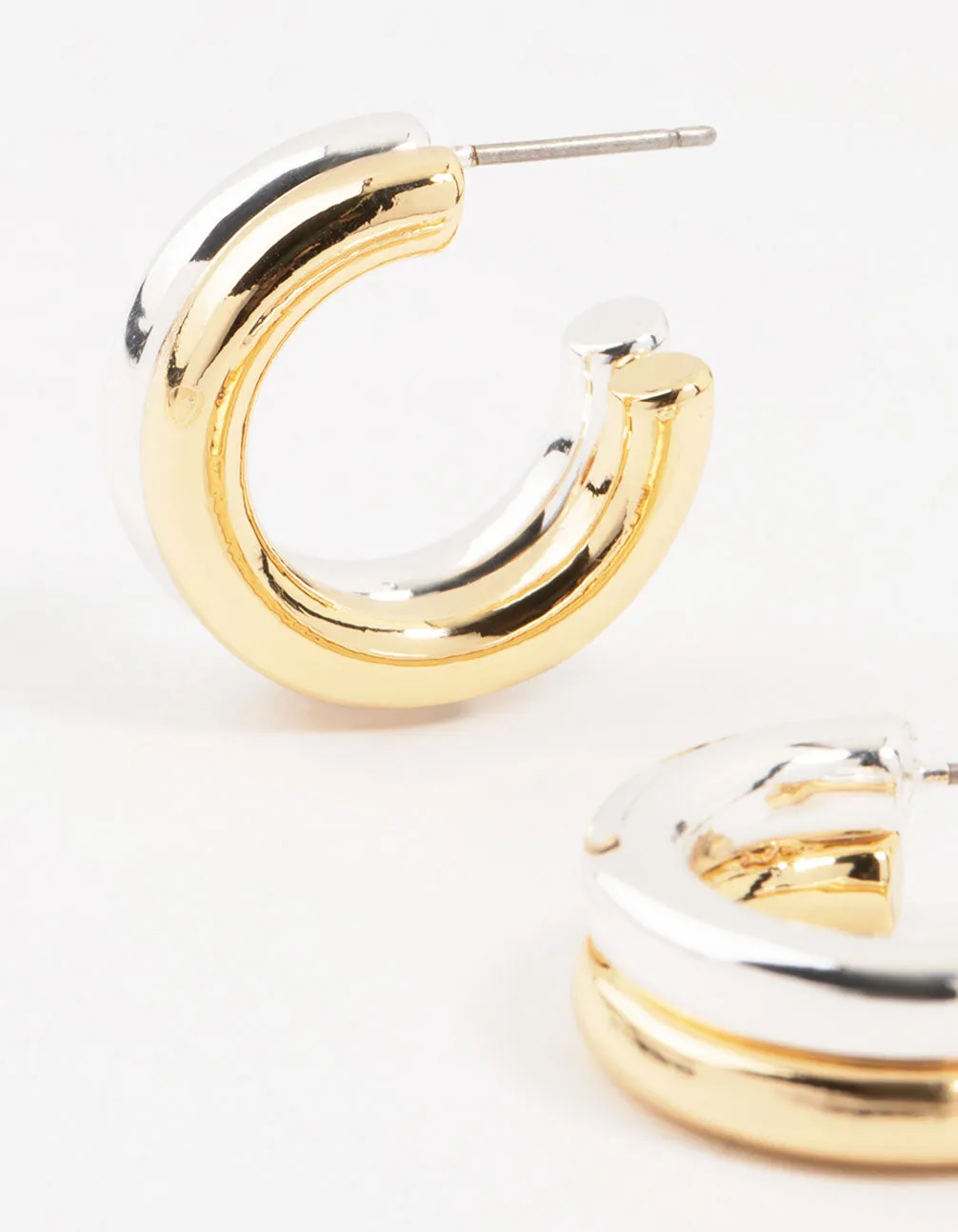 Small Mixed Metals Double Hoop Earrings sold by lovisa product image thumbnail 2