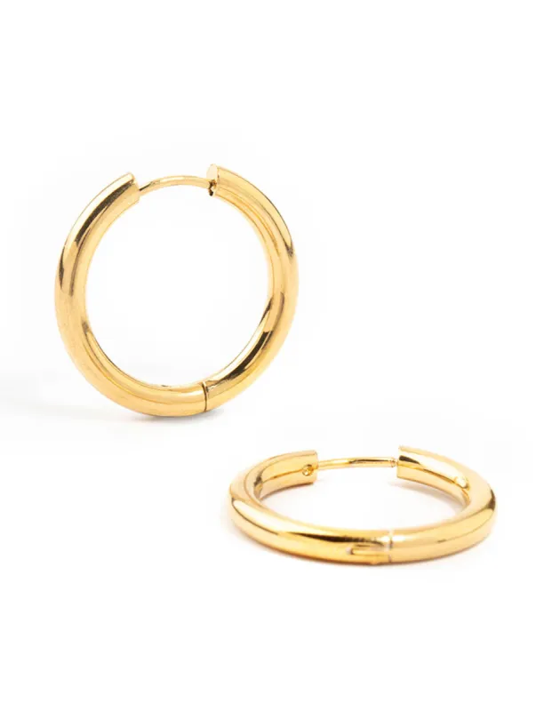 Waterproof Gold Plated Stainless Steel Clicker Hoop Earrings 24 MM sold by lovisa