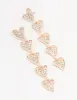 Rose Gold Multiple Diamante Hearts Drop Earrings sold by lovisa