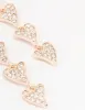 Rose Gold Multiple Diamante Hearts Drop Earrings sold by lovisa