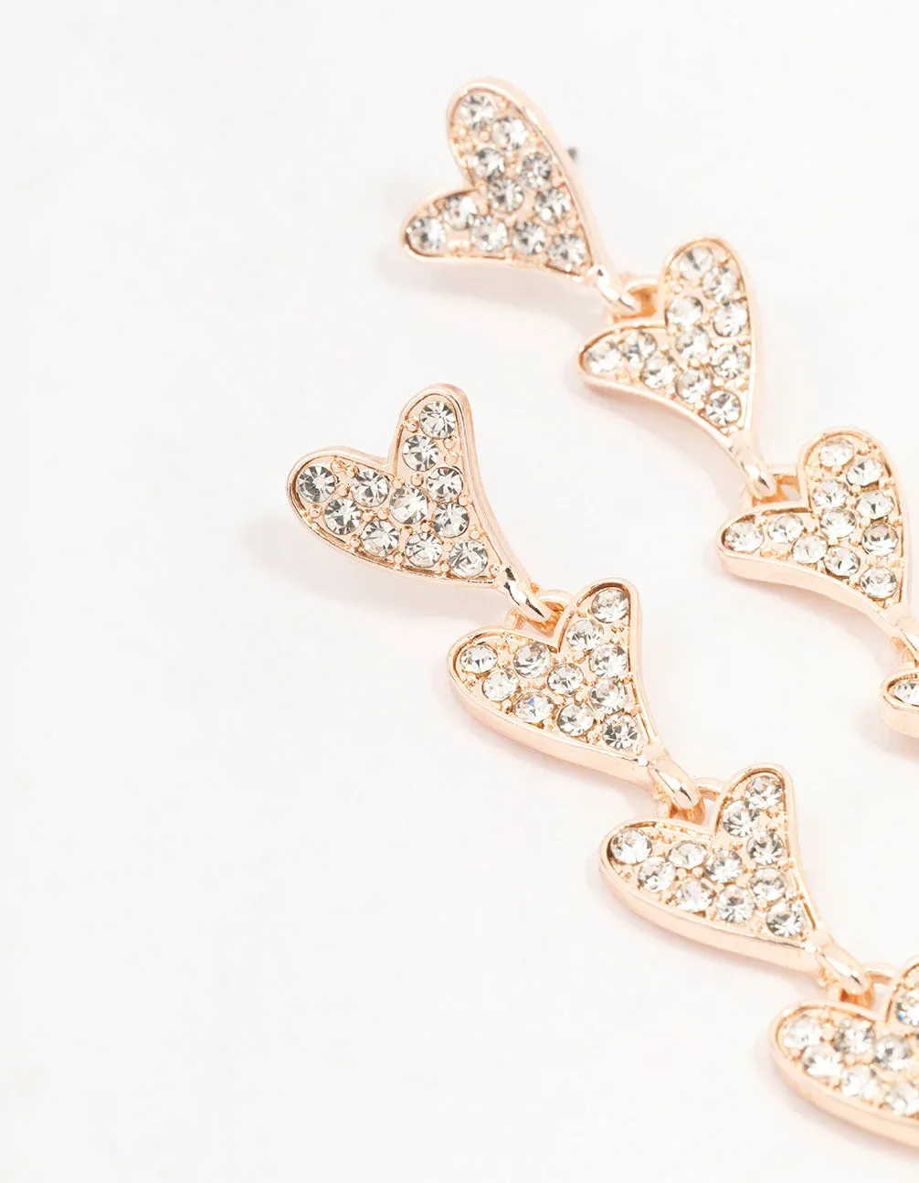 Rose Gold Multiple Diamante Hearts Drop Earrings sold by lovisa product image thumbnail 2
