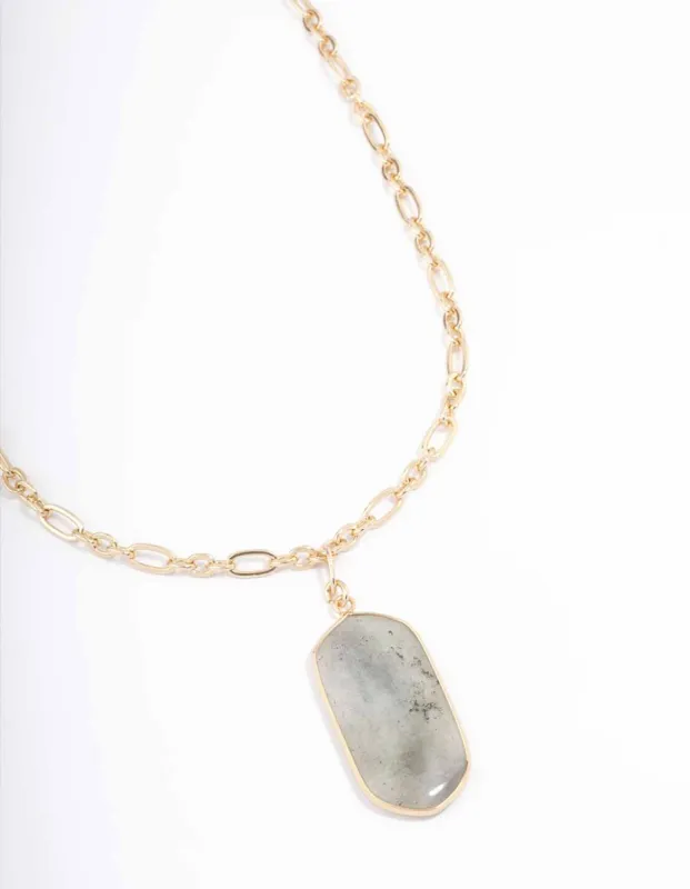 Gold Labradorite Link Chain Pendant Necklace sold by lovisa