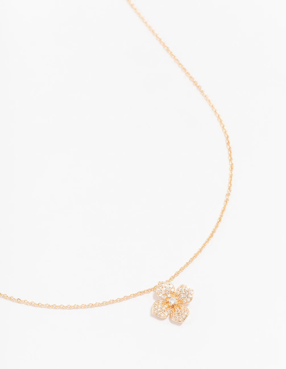 Gold Diamante Flower Pendant Necklace sold by lovisa