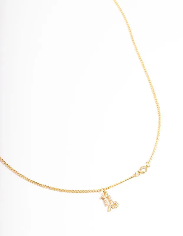 Gold Plated Capricorn Necklace With Cubic Zirconia Pendant sold by lovisa