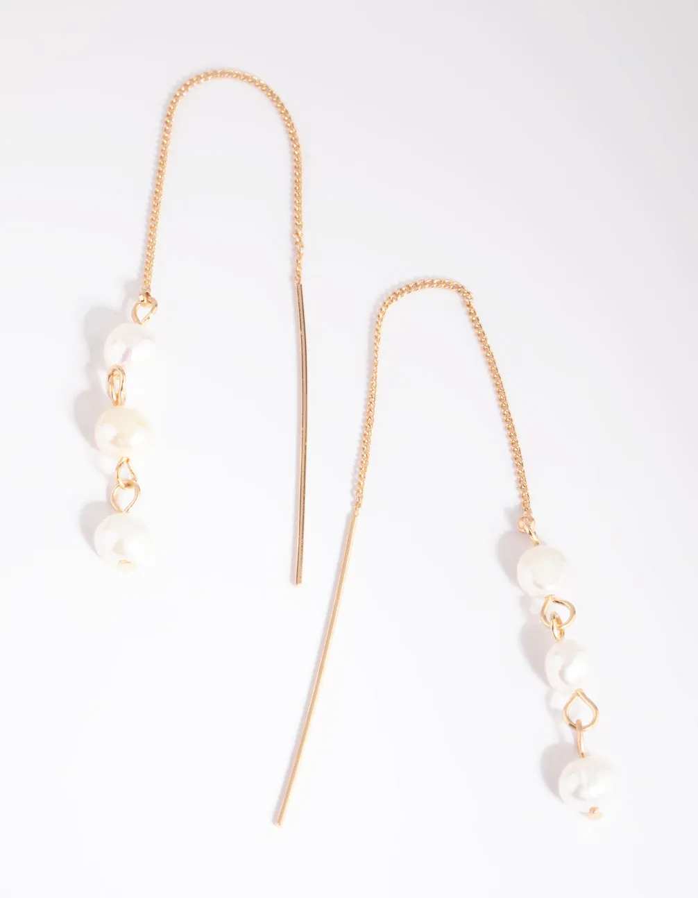 Gold Pearl Thread Through Earrings sold by lovisa