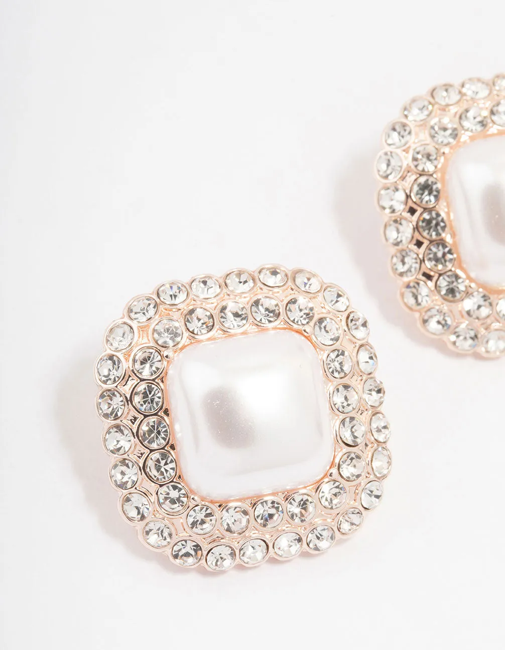Rose Gold Large Pearl & Diamante Stud Earrings sold by lovisa product image thumbnail 3