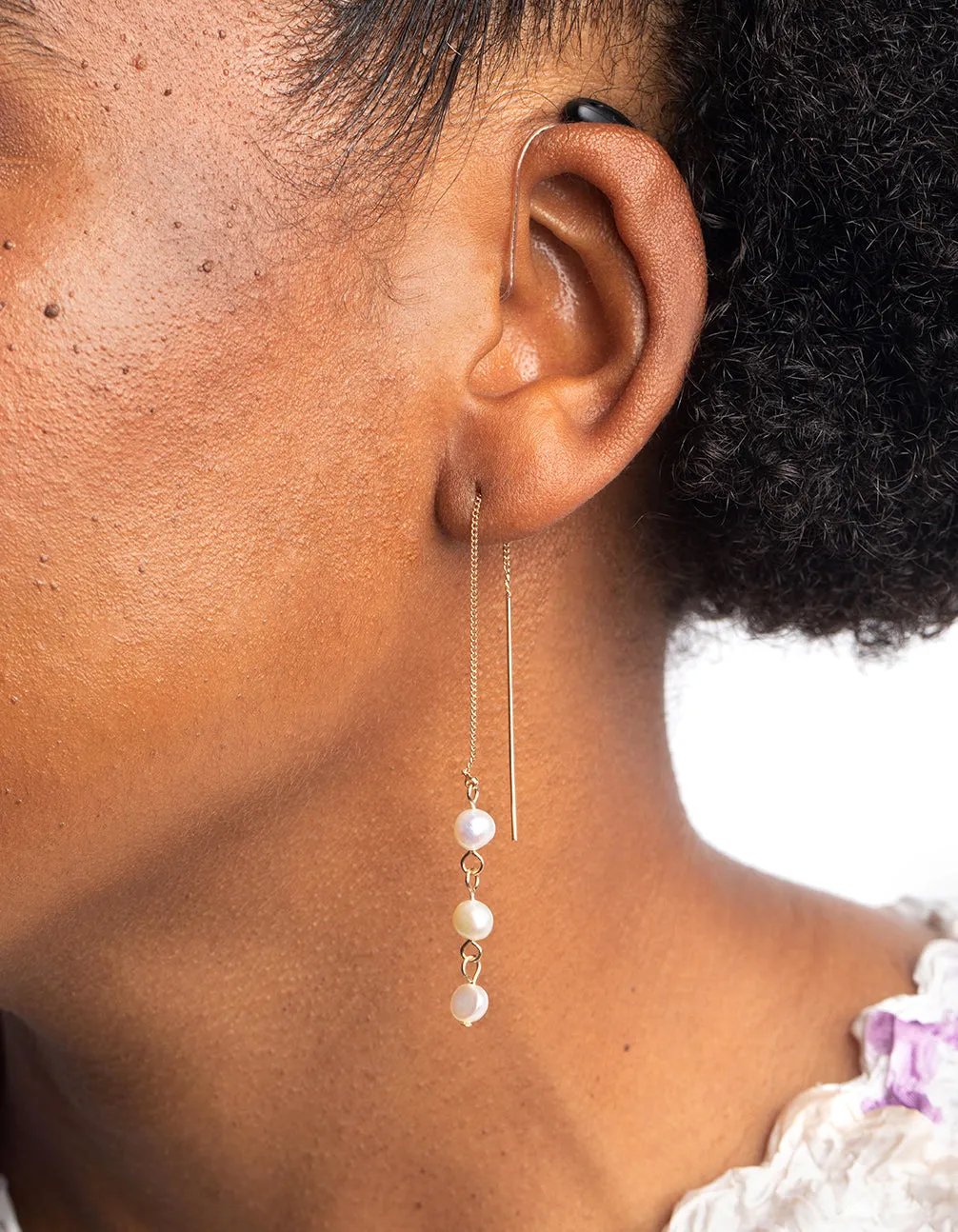 Gold Pearl Thread Through Earrings sold by lovisa product image thumbnail 2