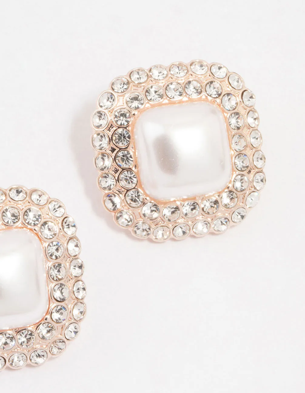 Rose Gold Large Pearl & Diamante Stud Earrings sold by lovisa product image thumbnail 2