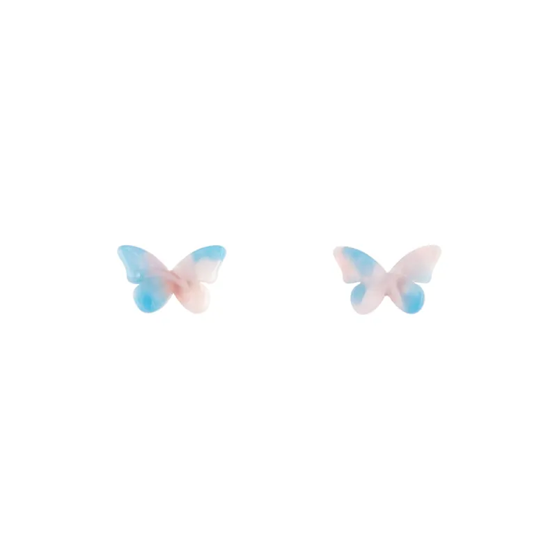 Pink Blue Resin Butterfly Earrings sold by lovisa