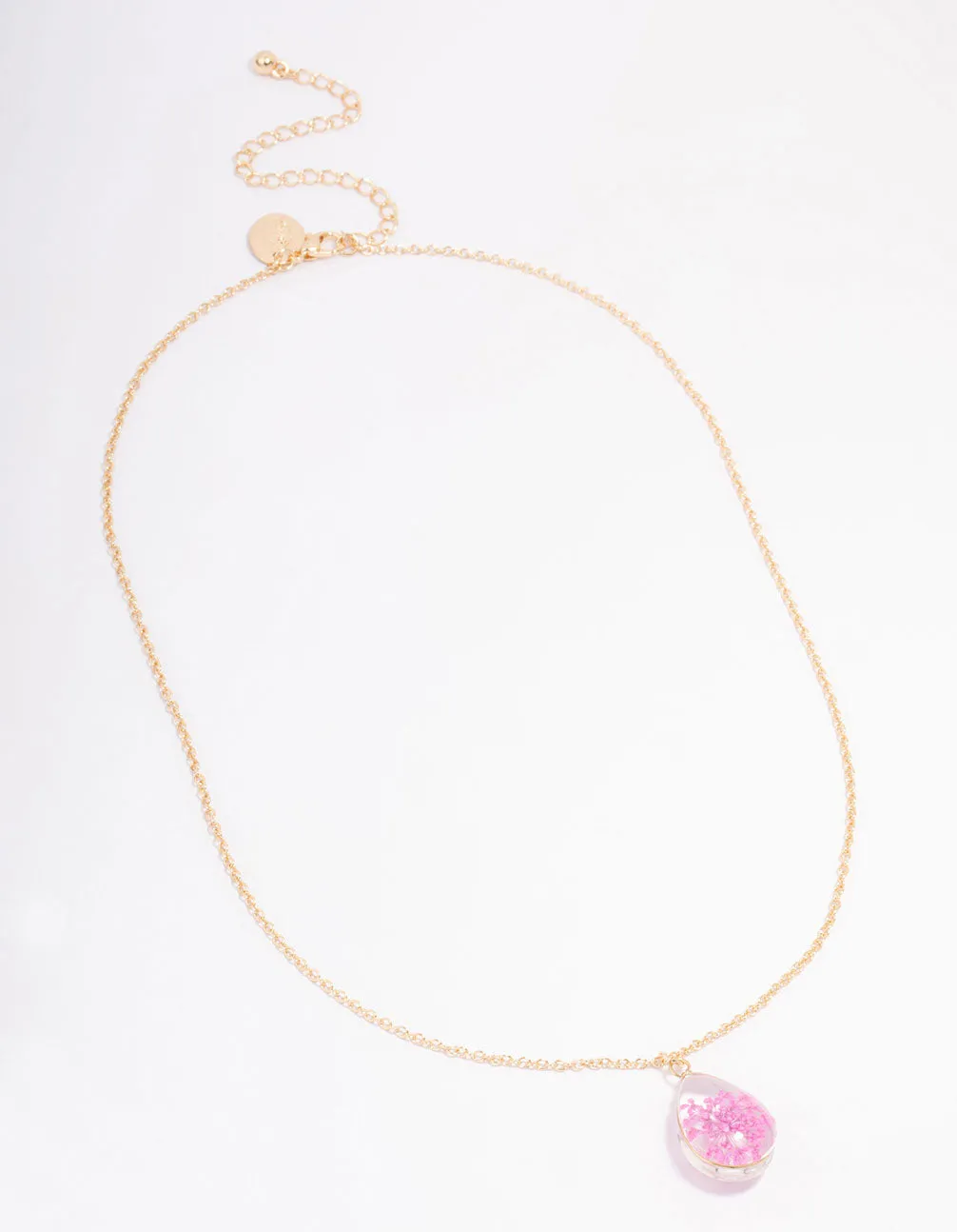 Gold Pink Resin Flower Pendant Necklace sold by lovisa product image thumbnail 2