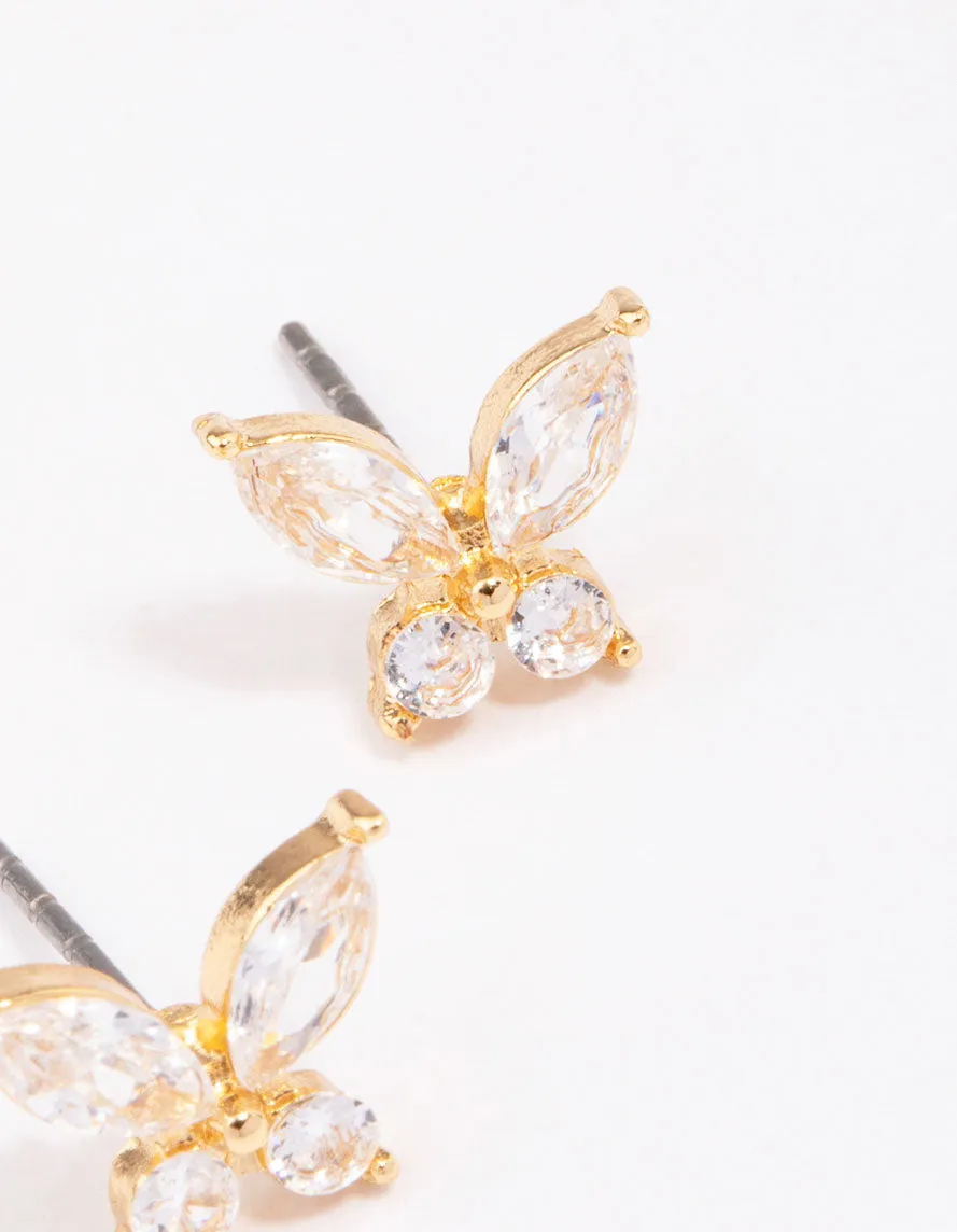 Gold Diamante Butterfly Stud Earrings sold by lovisa product image thumbnail 3