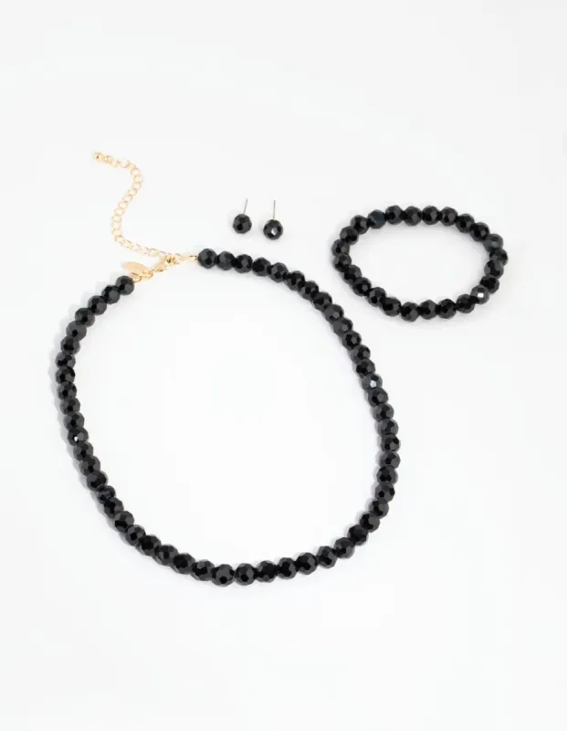 Classic Black Bead Jewellery Set sold by lovisa