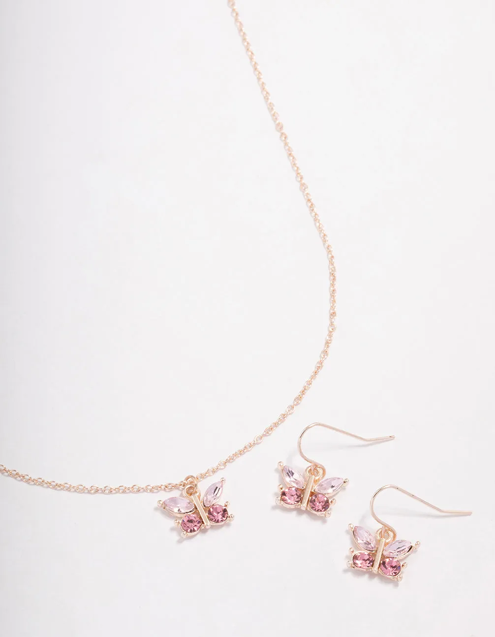 Rose Gold Diamante Butterfly Jewellery Set sold by lovisa