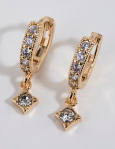 Gold Plated Dainty Drop Huggie Earrings sold by lovisa