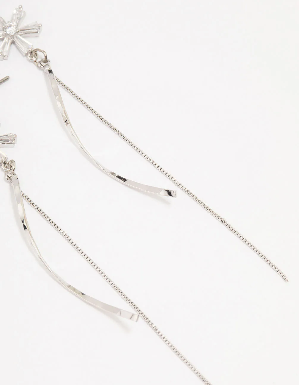 Silver Cubic Zirconia Double Flower Drop Earrings sold by lovisa product image thumbnail 3