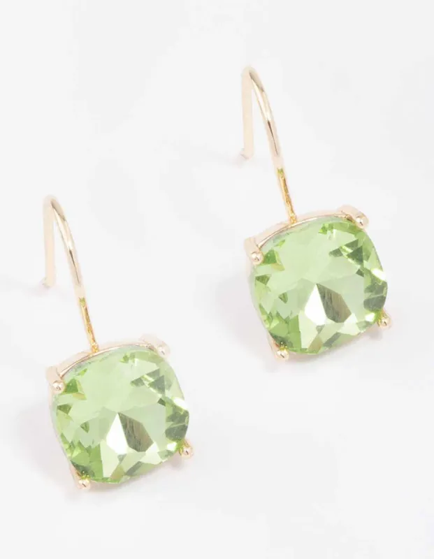 Gold Large Diamante Gem Drop Earrings sold by lovisa