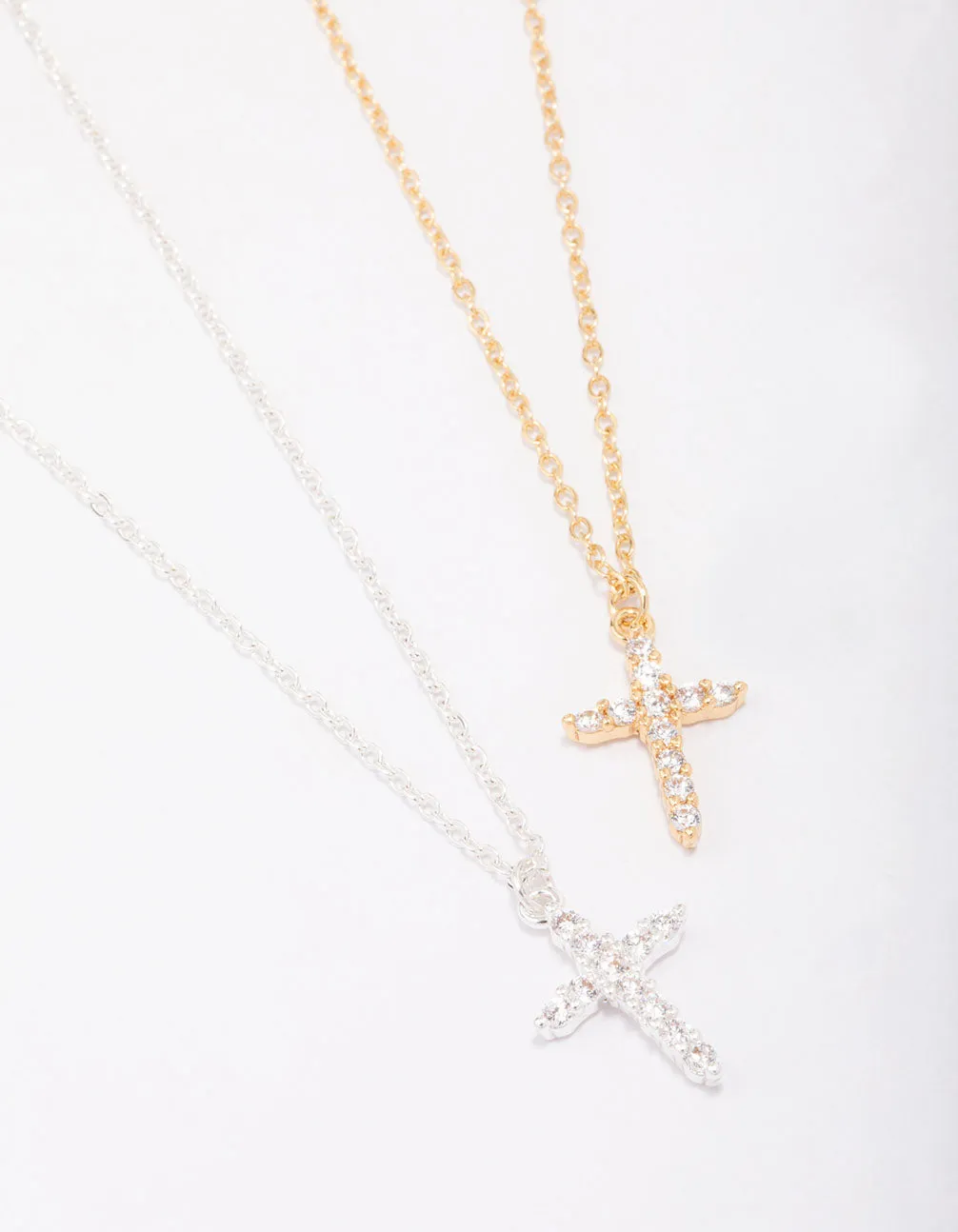 Gold & Silver Plated Cross Cubic Zirconia Pendant Necklace sold by lovisa