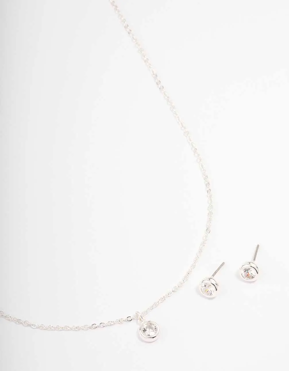 Silver Bezel Diamante Jewellery Set sold by lovisa