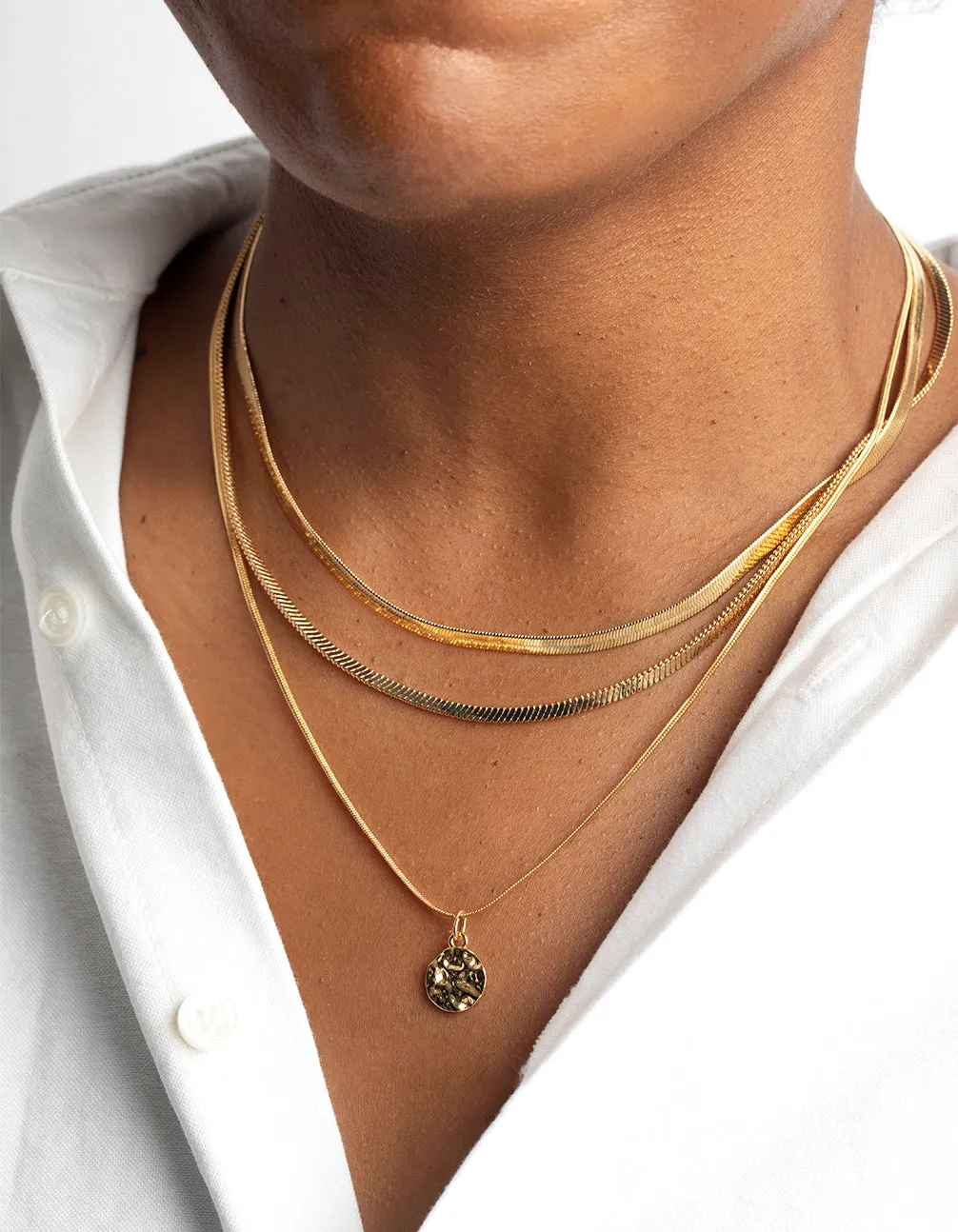 Gold Plated Snake Chain & Disc Necklace Pack sold by lovisa product image thumbnail 2