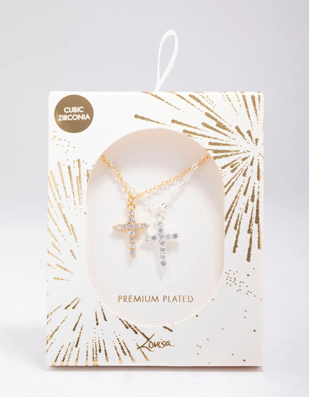 Gold & Silver Plated Cross Cubic Zirconia Pendant Necklace sold by lovisa product image thumbnail 2