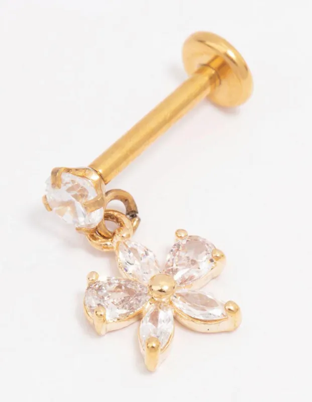 Gold Plated Titanium Cubic Zirconia Bow Flat Back sold by lovisa