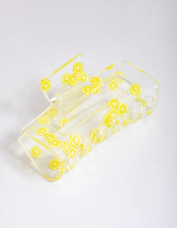 Acrylic Rectangle Lemon Claw Clip sold by lovisa
