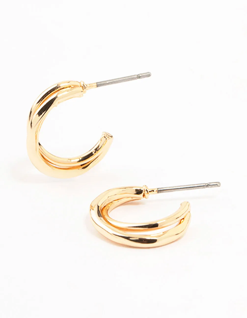 Gold Double Twisted Rope Huggie Earrings sold by lovisa