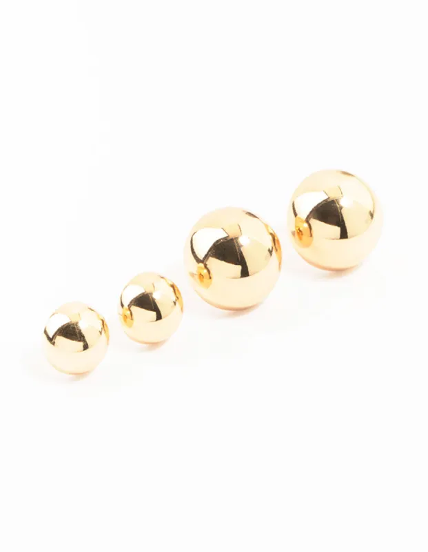 Gold Sphere Stud Earrings 2-Pack sold by lovisa