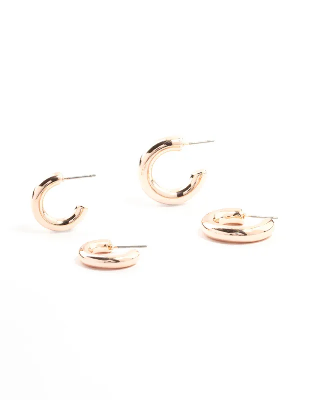 Chubby Rose Gold Hoop Earrings 2-Pack sold by lovisa
