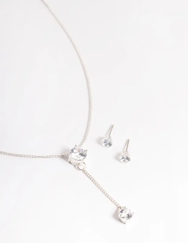 Silver Diamante Y Necklace & Stud Earrings sold by lovisa