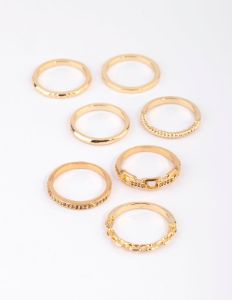Gold Plated Stacking Rings with Diamantes sold by lovisa