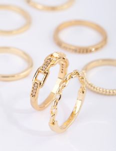 Gold Plated Stacking Rings with Diamantes sold by lovisa
